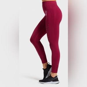 GYMSHARK energy seamless leggings size medium burgundy VGUC